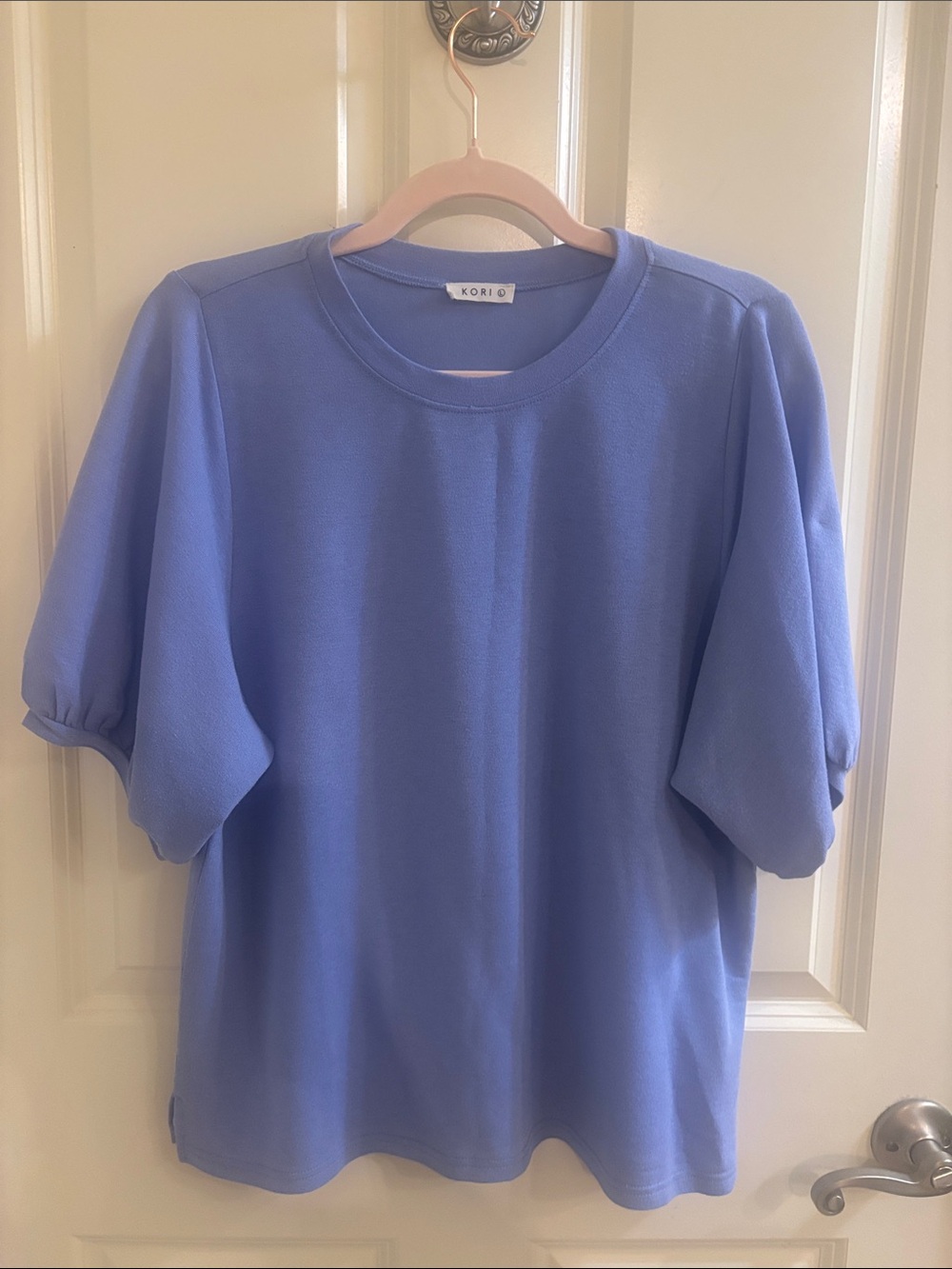 Kori Short Puff Sleeve Top in Periwinkle